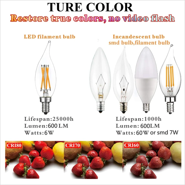 Alt view image 5 of 7 - CA10 E12 Led Bulb,Soft White Light Bulbs,Dimmable,2700K,Clear 6W=60w Light Bulbs,600lm,AC120V,ETL,No flicker,CA11,E12 Candelabra Bulb 60 watt for Chandelier,Ceiling Fan light bulbs,12Pack