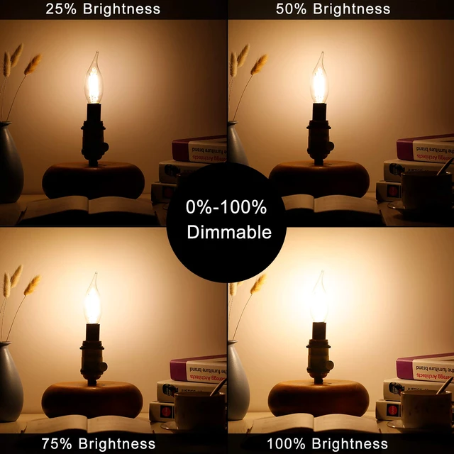 Alt view image 6 of 7 - CA10 E12 Led Bulb,Soft White Light Bulbs,Dimmable,2700K,Clear 6W=60w Light Bulbs,600lm,AC120V,ETL,No flicker,CA11,E12 Candelabra Bulb 60 watt for Chandelier,Ceiling Fan light bulbs,12Pack