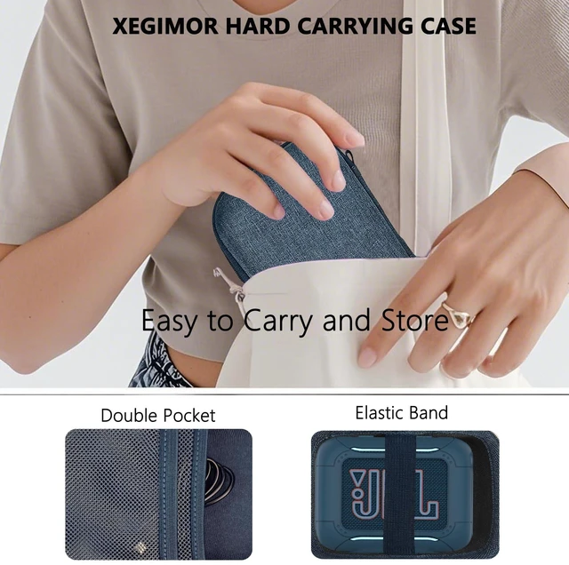 Alt view image 4 of 7 - Silicone Cover and Hard Carrying Case for JBL Go 5 Bluetooth Speaker Protective Cases for Go 5 Speaker Accessories, Scratch-Resistant and Drop-Proof Cover (Blue)
