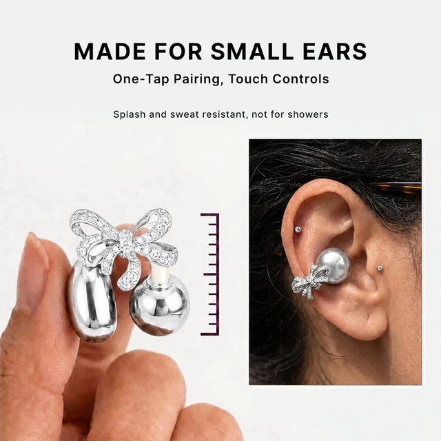 Alt view image 7 of 7 - Adorn Clip On Ear buds for Small Ears, Earring Earbuds for Women