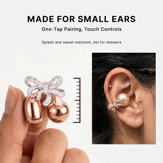 Alt view image 7 of 7 - Adorn Clip On Ear buds for Small Ears, Earring Earbuds for Women