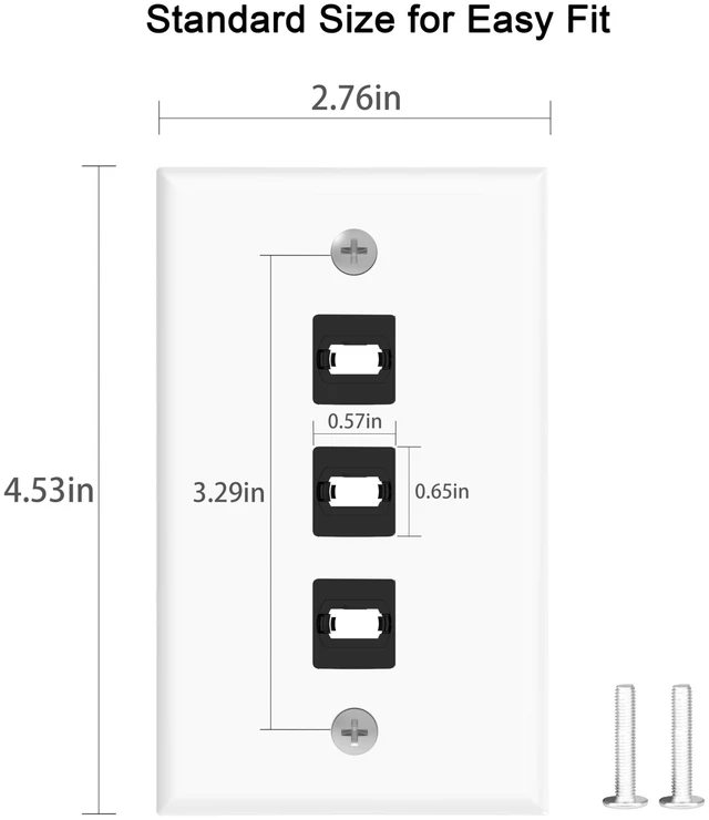 Alt view image 3 of 7 - MPO Fiber Keystone Wall Plate, Single Gang 3-Port Panel, 2-Pack Designed for MPO Fiber Cable Installation, Enables Clean In-Wall Routing for Detachable Fiber Systems