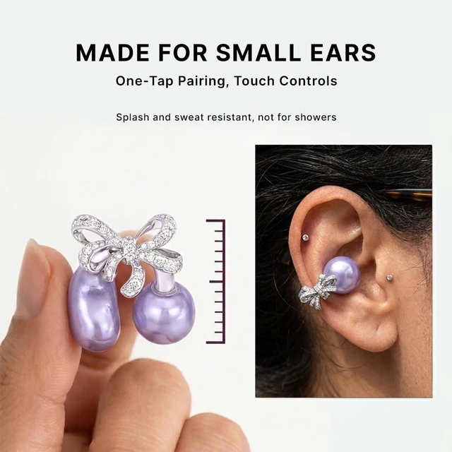 Alt view image 7 of 7 - Adorn Clip On Ear Buds for Small Ears, Earring Earbuds for Women