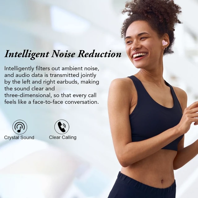 Alt view image 5 of 7 - Upgraded Heart Shaped Earbuds with Light, Earbuds Stylish Luminous with Charging Case, Noise Cancelling HiFi Stereo Sound BT5.3 Earphones, Gifts for Girls Friends