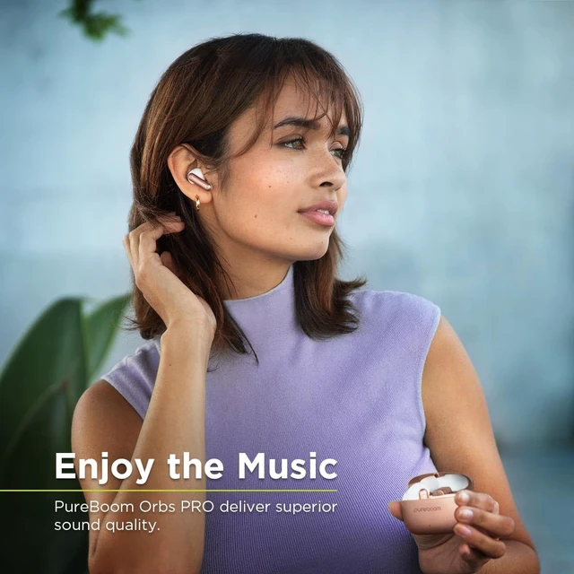 Alt view image 2 of 6 - PureBoom Orbs Pro, Noise Cancelling Wireless Earbuds, Bluetooth Fast Charging, ANC Hi-Res Sound, Deep Clear Bass, Hands Free Calling, In-Ear Earphones, Stereo Earbuds for iPhone & Android