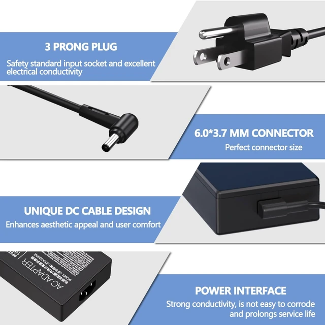 Alt view image 4 of 7 - 240W for ASUS Laptop Charger Replacement 20V 12A-6.0 x 3.7MM Compatible with Rog Zephyrus G14 G15 M16 G16 S15 S17 ROG Strix G15 G513 Strix Scar 15 G533 G16 G614 G17 TUF A15 16 17 F15-17 Gaming Laptop