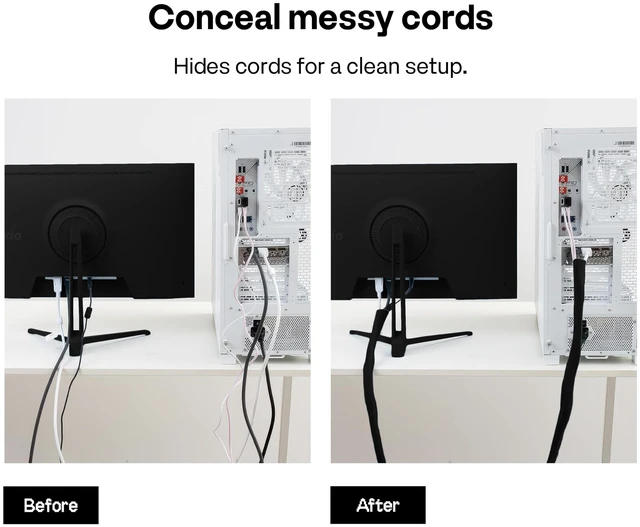 Alt view image 2 of 6 - 10FT Tubing Cable Sleeve 1/2 inch Flexible Cable Management Sleeve for PC, Gaming, TV & Office, Wire Organizer for Desk Cable Cleanup