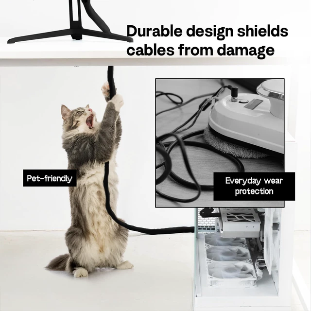 Alt view image 3 of 6 - 10FT Tubing Cable Sleeve 1/2 inch Flexible Cable Management Sleeve for PC, Gaming, TV & Office, Wire Organizer for Desk Cable Cleanup
