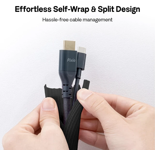 Alt view image 5 of 6 - 10FT Tubing Cable Sleeve 1/2 inch Flexible Cable Management Sleeve for PC, Gaming, TV & Office, Wire Organizer for Desk Cable Cleanup