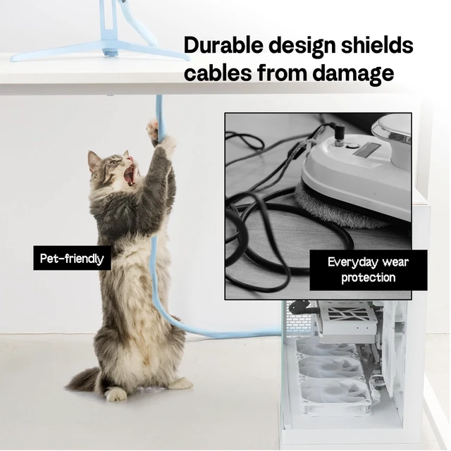 Alt view image 3 of 6 - 10FT Tubing Cable Sleeve Blue 1/2 inch Flexible Cable Management Sleeve for PC, Gaming, TV & Office, Wire Organizer for Desk Cable Cleanup