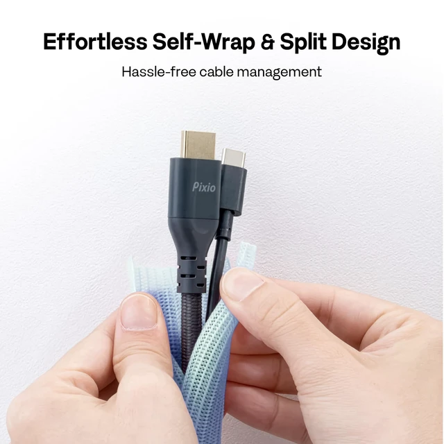 Alt view image 5 of 6 - 10FT Tubing Cable Sleeve Blue 1/2 inch Flexible Cable Management Sleeve for PC, Gaming, TV & Office, Wire Organizer for Desk Cable Cleanup