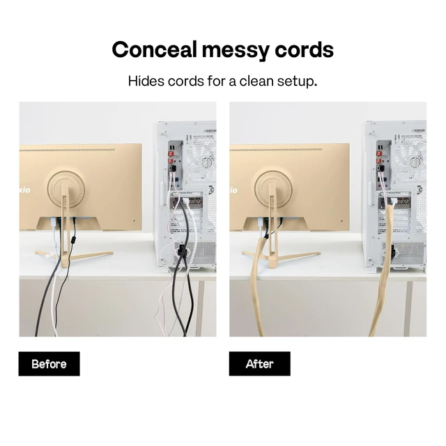 Alt view image 2 of 6 - 10FT Tubing Cable Sleeve Beige 1/2 inch Flexible Cable Management Sleeve for PC, Gaming, TV & Office, Wire Organizer for Desk Cable Cleanup