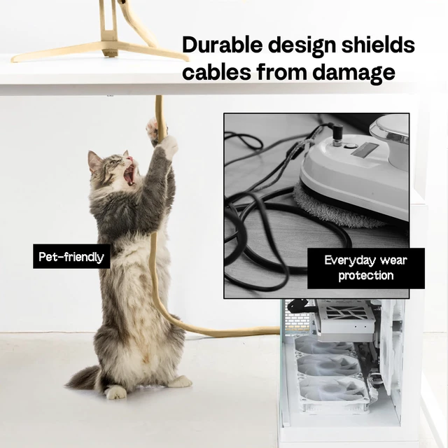 Alt view image 3 of 6 - 10FT Tubing Cable Sleeve Beige 1/2 inch Flexible Cable Management Sleeve for PC, Gaming, TV & Office, Wire Organizer for Desk Cable Cleanup