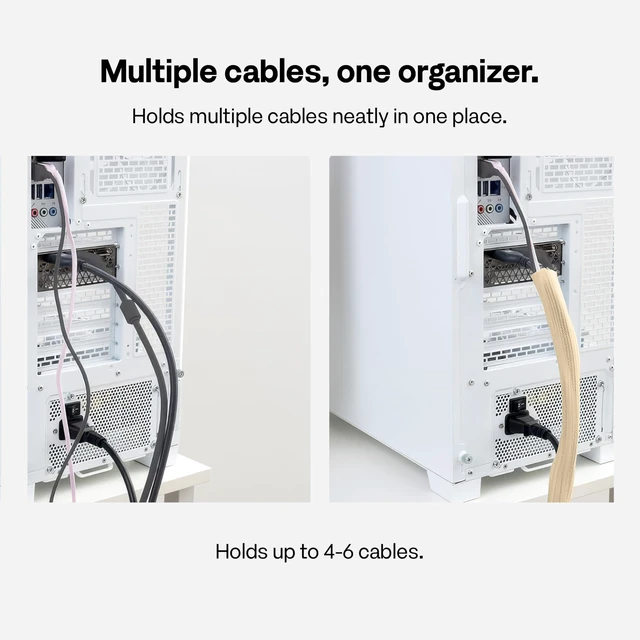 Alt view image 4 of 6 - 10FT Tubing Cable Sleeve Beige 1/2 inch Flexible Cable Management Sleeve for PC, Gaming, TV & Office, Wire Organizer for Desk Cable Cleanup