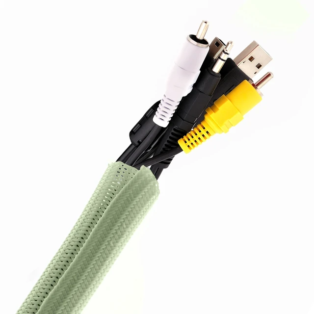 Main image of 10FT Tubing Cable Sleeve Mint Green 1/2 inch Flexible Cable Management Sleeve for PC, Gaming, TV & Office, Wire Organizer for Desk Cable Cleanup
