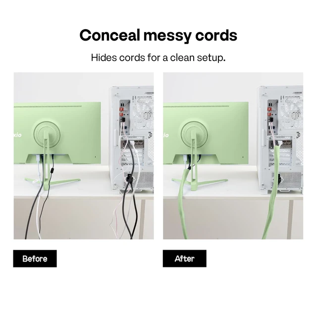 Alt view image 2 of 6 - 10FT Tubing Cable Sleeve Mint Green 1/2 inch Flexible Cable Management Sleeve for PC, Gaming, TV & Office, Wire Organizer for Desk Cable Cleanup