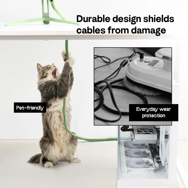 Alt view image 3 of 6 - 10FT Tubing Cable Sleeve Mint Green 1/2 inch Flexible Cable Management Sleeve for PC, Gaming, TV & Office, Wire Organizer for Desk Cable Cleanup