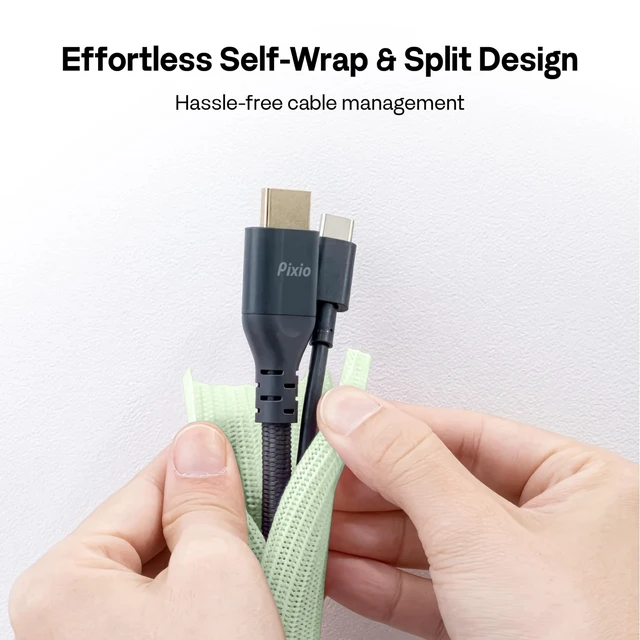 Alt view image 5 of 6 - 10FT Tubing Cable Sleeve Mint Green 1/2 inch Flexible Cable Management Sleeve for PC, Gaming, TV & Office, Wire Organizer for Desk Cable Cleanup