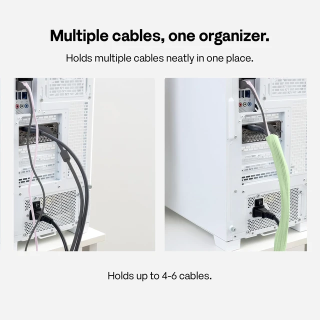 Alt view image 4 of 6 - 10FT Tubing Cable Sleeve Mint Green 1/2 inch Flexible Cable Management Sleeve for PC, Gaming, TV & Office, Wire Organizer for Desk Cable Cleanup