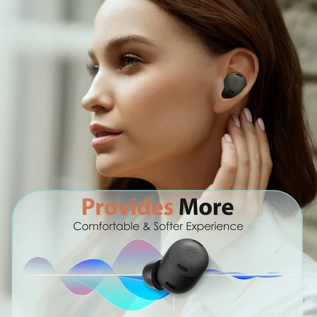 Alt view image 6 of 7 - Memory Foam Tips for Google Pixel Buds Pro 1/2 & Pixel Buds 2a, Anti-Slip Replacement Ear Tips for Google True Wireless EarphonesFit in The Charging Case, Noise Cancellation, 3 Pairs (SML, Black)