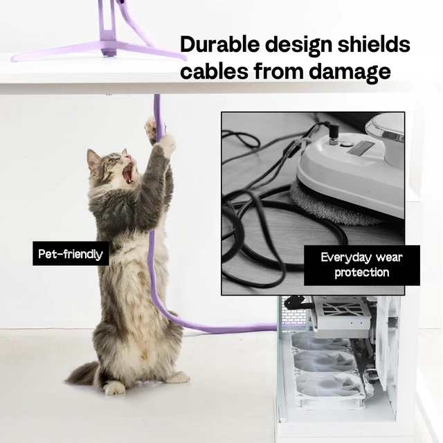 Alt view image 3 of 6 - 10FT Tubing Cable Sleeve Purple 1/2 inch Flexible Cable Management Sleeve for PC, Gaming, TV & Office, Wire Organizer for Desk Cable Cleanup