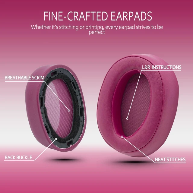 Alt view image 6 of 7 - Replacement Earpads for Sony WH-H900N h.Ear on 2&Sony MDR-100ABN Headphones,Sony Headphone Cushions Compatible with Sony 900N,Sony WH H900N earpads with Soft Foam Leather(Bordeaux Red)