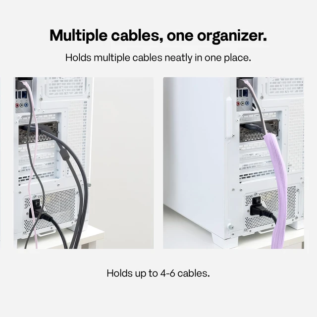 Alt view image 4 of 6 - 10FT Tubing Cable Sleeve Purple 1/2 inch Flexible Cable Management Sleeve for PC, Gaming, TV & Office, Wire Organizer for Desk Cable Cleanup