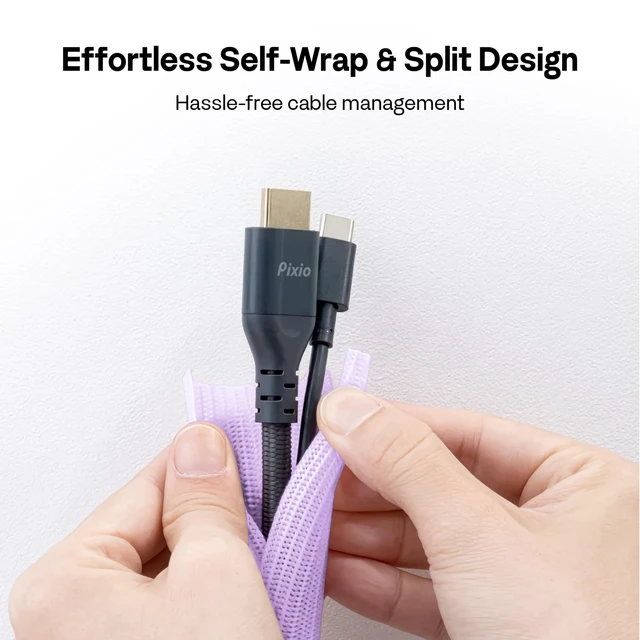 Alt view image 5 of 6 - 10FT Tubing Cable Sleeve Purple 1/2 inch Flexible Cable Management Sleeve for PC, Gaming, TV & Office, Wire Organizer for Desk Cable Cleanup