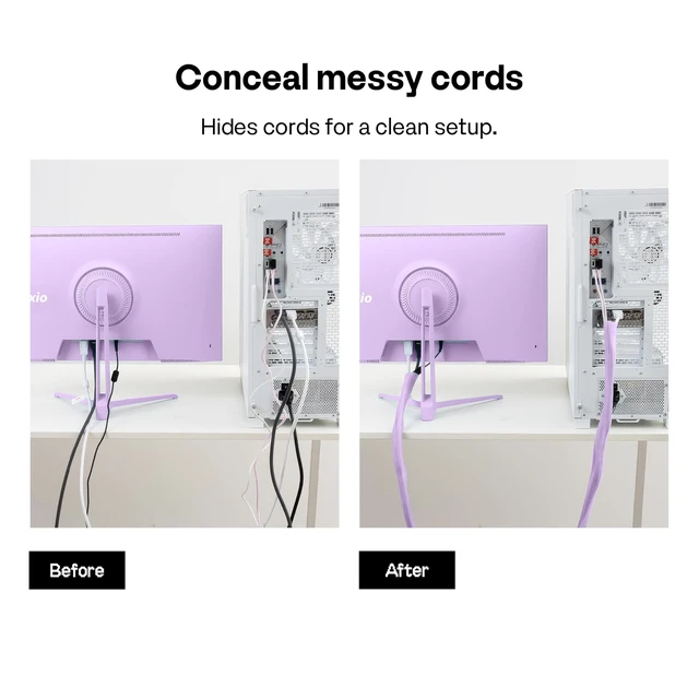 Alt view image 2 of 6 - 10FT Tubing Cable Sleeve Purple 1/2 inch Flexible Cable Management Sleeve for PC, Gaming, TV & Office, Wire Organizer for Desk Cable Cleanup