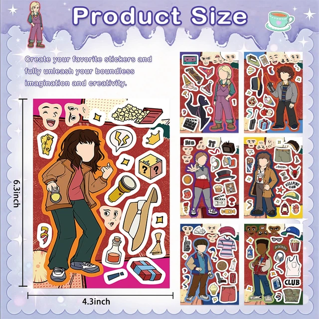 Alt view image 2 of 4 - 24Pcs Retro 80s TV Things Make a Face Stickers, Cute Cartoon Vinyl Decals Waterproof, for Laptop Water Bottle Scrapbook Notebook Skateboard, Birthday Gift Party Favor