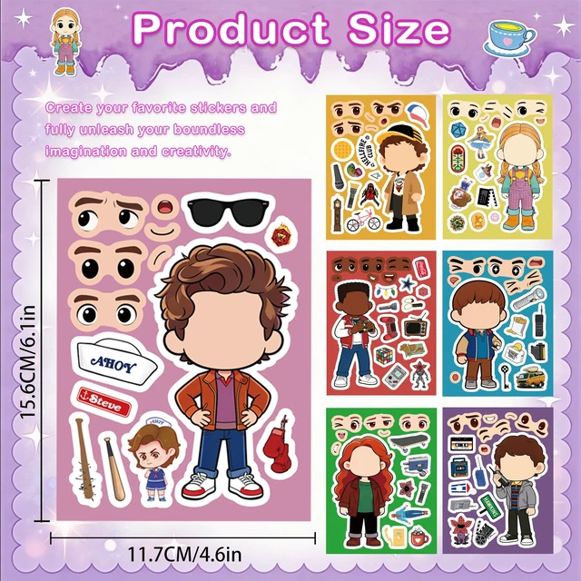 Alt view image 2 of 4 - 24Pcs Retro 80s TV Things Make a Face Stickers, Funny DIY Anime Vinyl Pack For Laptop Water Bottle Scrapbook, Birthday Decorations Party Favors Supplies Gifts