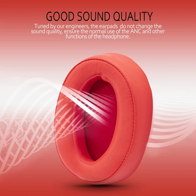 Alt view image 3 of 7 - Replacement Earpads for Sony WH-H900N h.Ear on 2 & Sony MDR-100ABN Headphones, Sony Headphone Cushions Compatible with Sony 900N, Sony WH H900N earpads with Soft Foam Leather(Red)