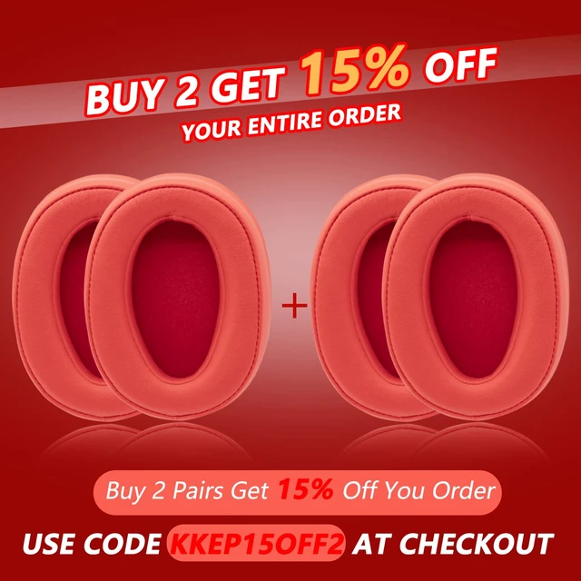 Alt view image 4 of 7 - Replacement Earpads for Sony WH-H900N h.Ear on 2 & Sony MDR-100ABN Headphones, Sony Headphone Cushions Compatible with Sony 900N, Sony WH H900N earpads with Soft Foam Leather(Red)