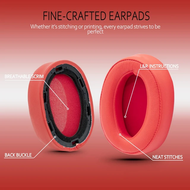 Alt view image 6 of 7 - Replacement Earpads for Sony WH-H900N h.Ear on 2 & Sony MDR-100ABN Headphones, Sony Headphone Cushions Compatible with Sony 900N, Sony WH H900N earpads with Soft Foam Leather(Red)
