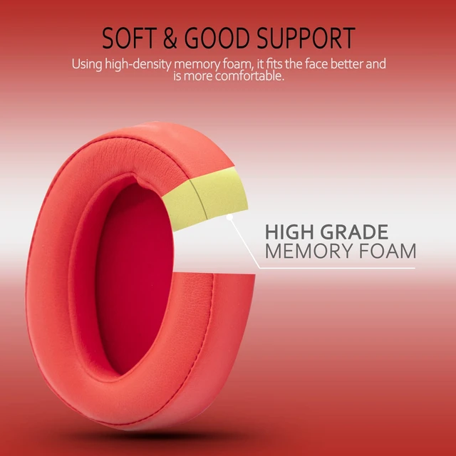 Alt view image 5 of 7 - Replacement Earpads for Sony WH-H900N h.Ear on 2 & Sony MDR-100ABN Headphones, Sony Headphone Cushions Compatible with Sony 900N, Sony WH H900N earpads with Soft Foam Leather(Red)