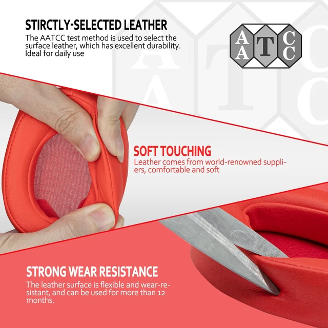 Alt view image 7 of 7 - Replacement Earpads for Sony WH-H900N h.Ear on 2 & Sony MDR-100ABN Headphones, Sony Headphone Cushions Compatible with Sony 900N, Sony WH H900N earpads with Soft Foam Leather(Red)