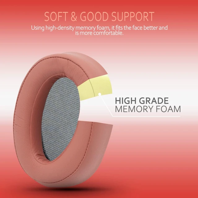 Alt view image 4 of 7 - Replacement Earpads for Sony WH-H900N h.Ear on 2 & Sony MDR-100ABN Headphones, Sony Headphone Cushions Compatible with Sony 900N, Sony WH H900N earpads with Soft Foam Leather,Light Red