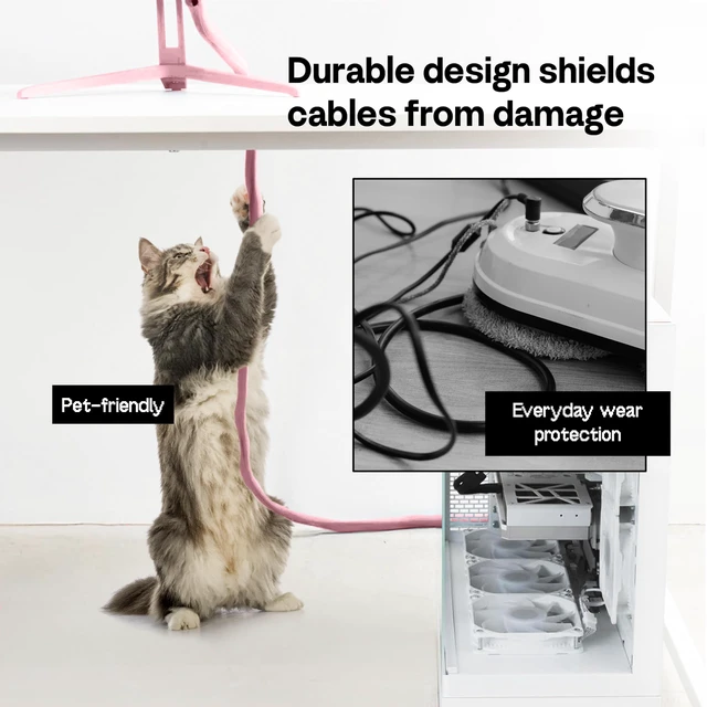 Alt view image 3 of 6 - 10FT Tubing Cable Sleeve Pink 1/2 inch Flexible Cable Management Sleeve for PC, Gaming, TV & Office, Wire Organizer for Desk Cable Cleanup