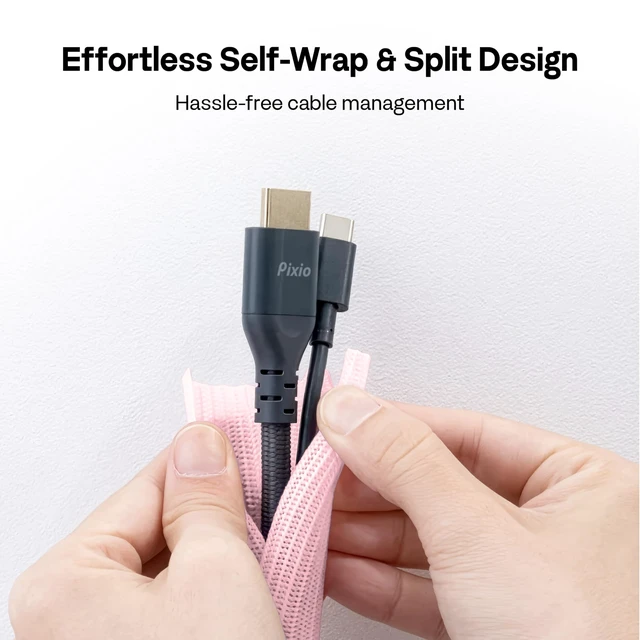 Alt view image 5 of 6 - 10FT Tubing Cable Sleeve Pink 1/2 inch Flexible Cable Management Sleeve for PC, Gaming, TV & Office, Wire Organizer for Desk Cable Cleanup