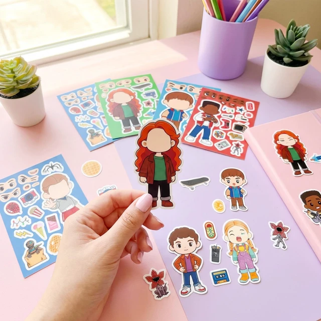 Alt view image 3 of 4 - 24Pcs Retro 80s TV Things Make a Face Stickers, Funny DIY Anime Vinyl Pack For Laptop Water Bottle Scrapbook, Birthday Decorations Party Favors Supplies Gifts
