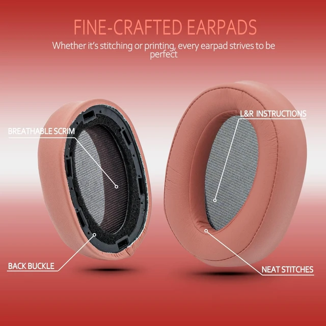 Alt view image 5 of 7 - Replacement Earpads for Sony WH-H900N h.Ear on 2 & Sony MDR-100ABN Headphones, Sony Headphone Cushions Compatible with Sony 900N, Sony WH H900N earpads with Soft Foam Leather,Light Red
