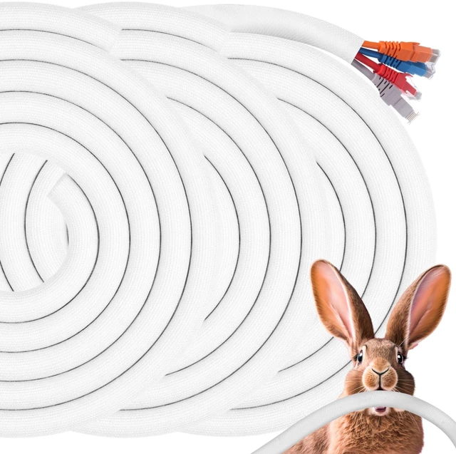 Main image of 3 Pack 30ft Cord Protectors from Pets No Chew, 3/8 Inch, Pet Material No Chew Cord Cover, Protects Cables from Rabbits Dogs Cats, Flexible Electrical Wire Management, Perfect for Home & Office