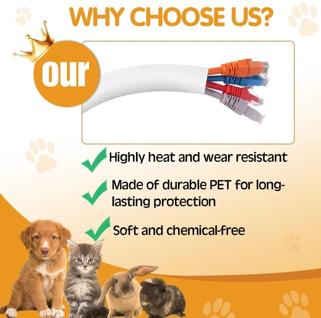 Alt view image 4 of 7 - 3 Pack 30ft Cord Protectors from Pets No Chew, 3/8 Inch, Pet Material No Chew Cord Cover, Protects Cables from Rabbits Dogs Cats, Flexible Electrical Wire Management, Perfect for Home & Office