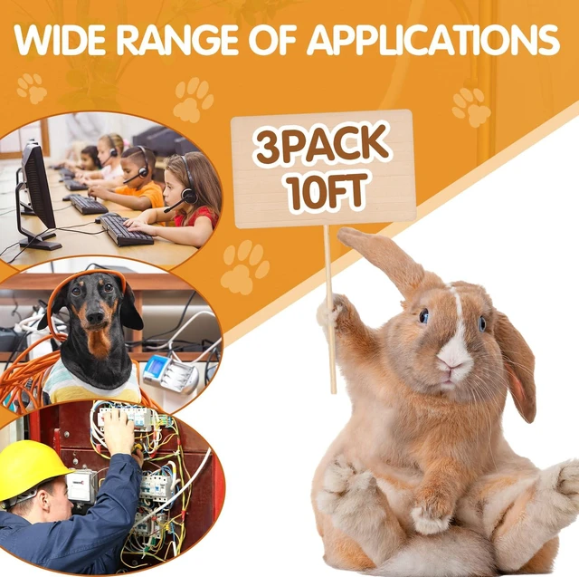 Alt view image 7 of 7 - 3 Pack 30ft Cord Protectors from Pets No Chew, 3/8 Inch, Pet Material No Chew Cord Cover, Protects Cables from Rabbits Dogs Cats, Flexible Electrical Wire Management, Perfect for Home & Office