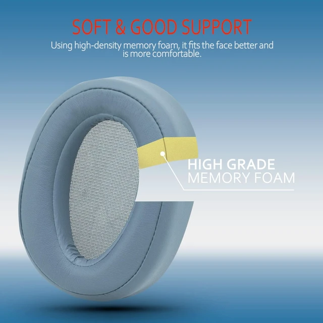 Alt view image 5 of 7 - Replacement Earpads for Sony WH-H900N h.Ear on 2 & Sony MDR-100ABN Headphones, Sony Headphone Cushions, Sony WH H900N earpads with Soft Foam Leather(Moonlight Blue)
