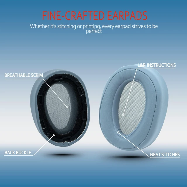 Alt view image 6 of 7 - Replacement Earpads for Sony WH-H900N h.Ear on 2 & Sony MDR-100ABN Headphones, Sony Headphone Cushions, Sony WH H900N earpads with Soft Foam Leather(Moonlight Blue)