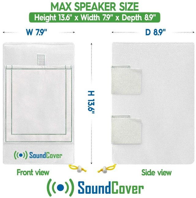 Alt view image 2 of 6 - Two White Waterproof 600D Outdoor Speaker Covers for C-Bracket Mounted Speakers Fits Yamaha NS-AW294, Polk Atrium 6, Bose 251 (Max Dimensions: H 13.6" x W 7.9" x D 8.9")