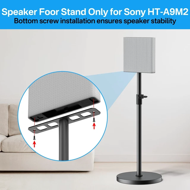 Alt view image 2 of 6 - Height Adjustable Speaker Stands Pairs for Sony Bravia Theatre Quad HT-A9M2 Stands - Heavy-Duty Surround Speaker Stand for Sony HT-A9M2 Speaker Stand with Cable Management