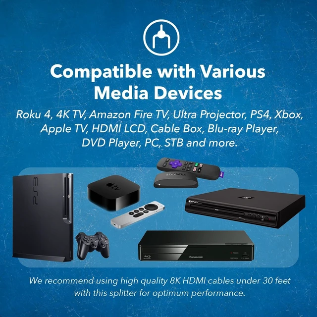 Alt view image 6 of 7 - 8K HDMI Splitter 2 in 2 Out with Dolby Vision, HDCP 2.3, Auto EDID 2 input 2 Output Switcher. Supports 4K@120Hz, IR, EDID, HDCP 2.3 With Remote Control. Built-in Equalizer, Retiming and Driver