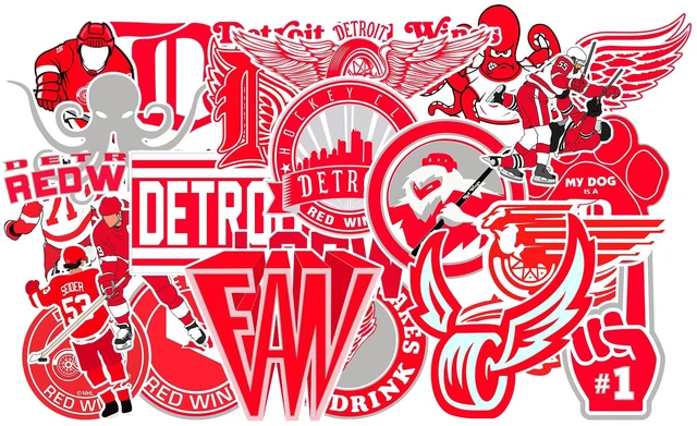 Main image of 25 PCS Detroit American Red Wings Hockey Stickers for Water Bottle, Laptop, Bicycle, Computer, Motorcycle, Travel Case, Car Decal Decoration Stickers